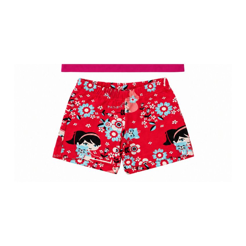 Conjunto Camiseta E Shorts Infantil Menina Básico Em Algodão Macio Estampa Tigre Verão - imagem 4