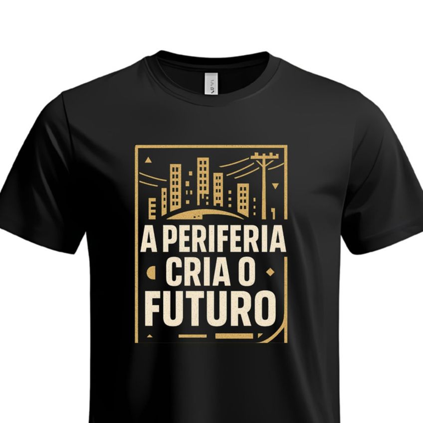 Camiseta Masculina Tecido Algodão Manga Curta Estampa A Periferia Cria O Futuro Leve Macia - imagem 3