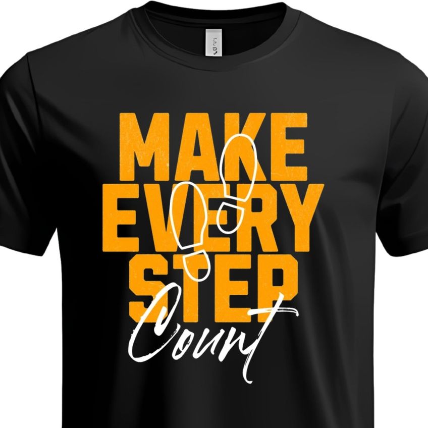 Camiseta Masculina Manga Curta Em Algodão Gola Redonda Estampa Make Every Step Macia Leve Respirável - imagem 3