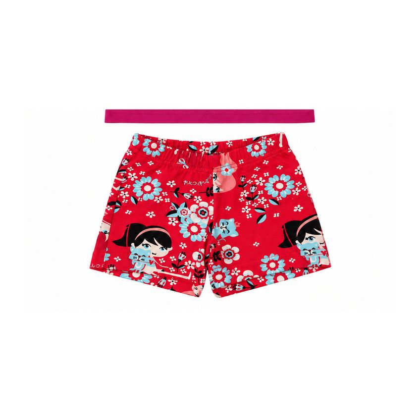 Conjunto Camiseta E Shorts Infantil Menina Básico Em Algodão Macio Estampa Bolo Verão Dia A Dia - imagem 4
