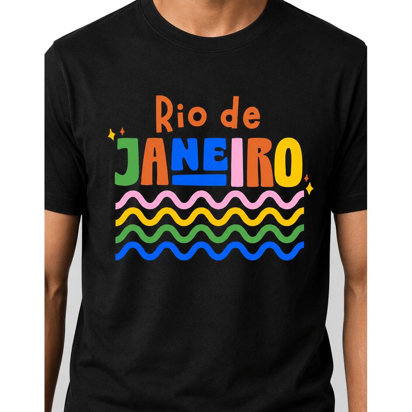 Camiseta Manga Curta Algodão Macio Estampa Rio De Janeiro Leve Confortável Verão Dia A Dia Respirável - imagem 3