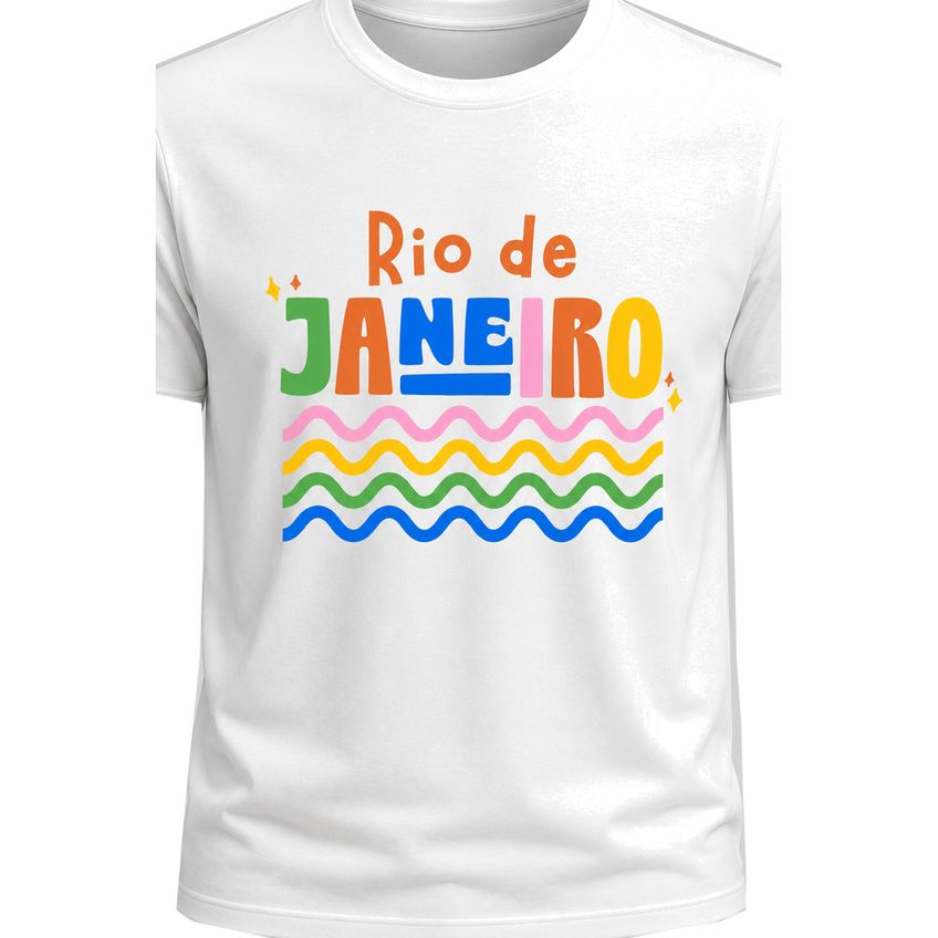 Camiseta Manga Curta Algodão Macio Estampa Rio De Janeiro Leve Confortável Verão Dia A Dia Respirável - imagem 3