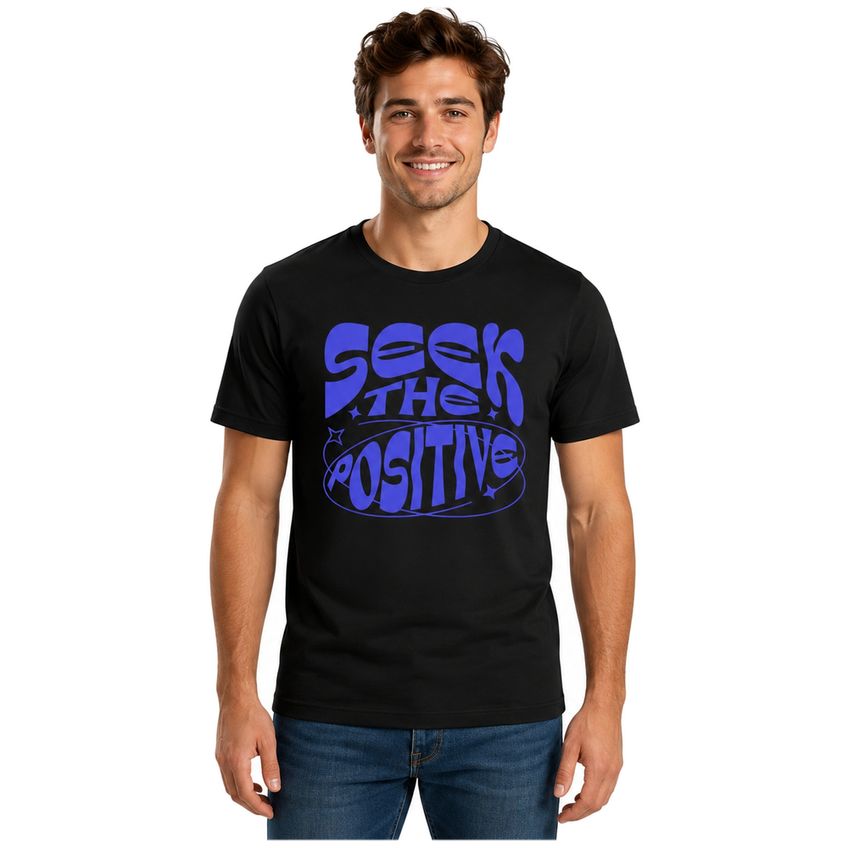Camiseta Manga Curta Algodão Macio Estampa Seek The Positive Leve Dia A Dia Estilosa Moderna - imagem 2