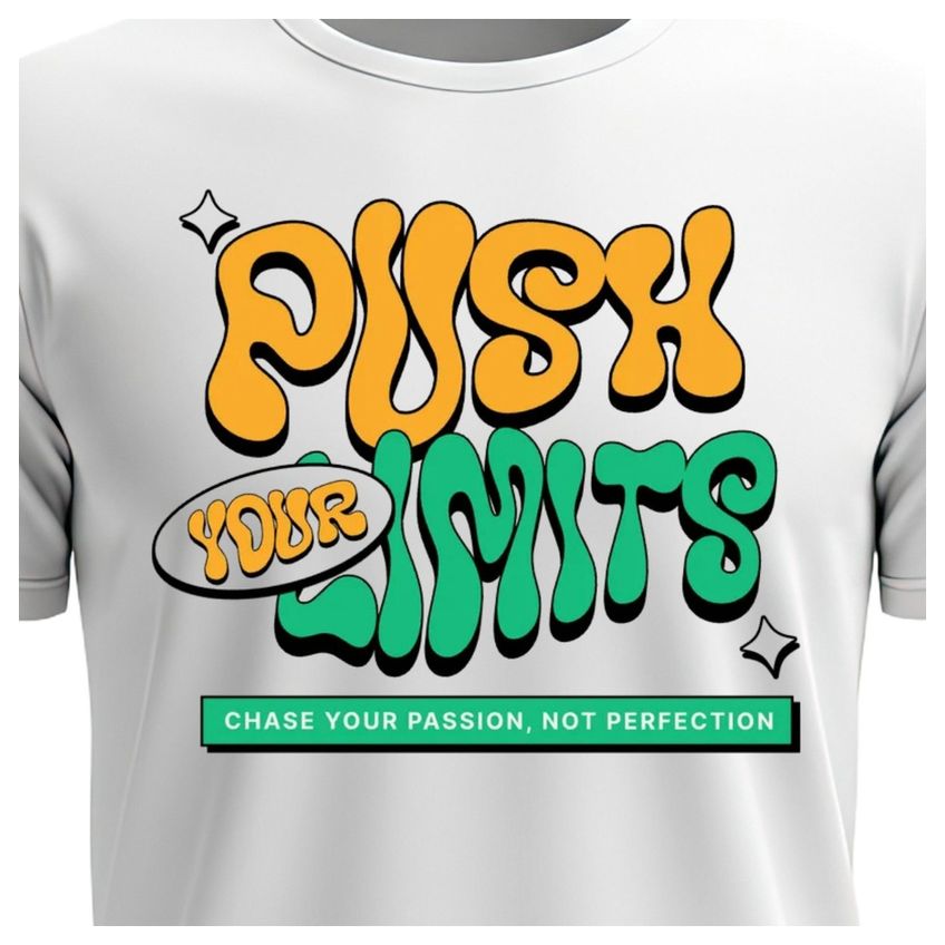 Camiseta Masculina Manga Curta Em Algodão Estampa Push Your Limits Leve Verão Dia A Dia Respirável - imagem 3