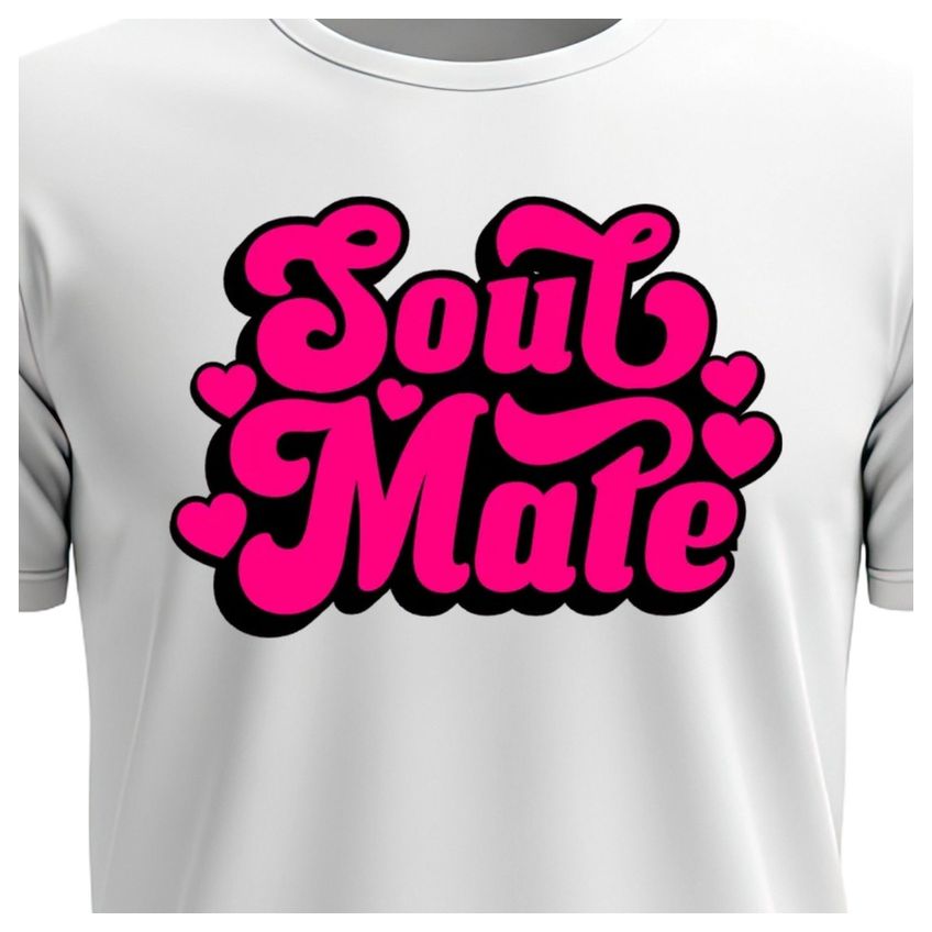 Camiseta Feminina Manga Curta Algodão Macio Estampa Soul Mate Leve Confortável Verão Estilo Moderno - imagem 3