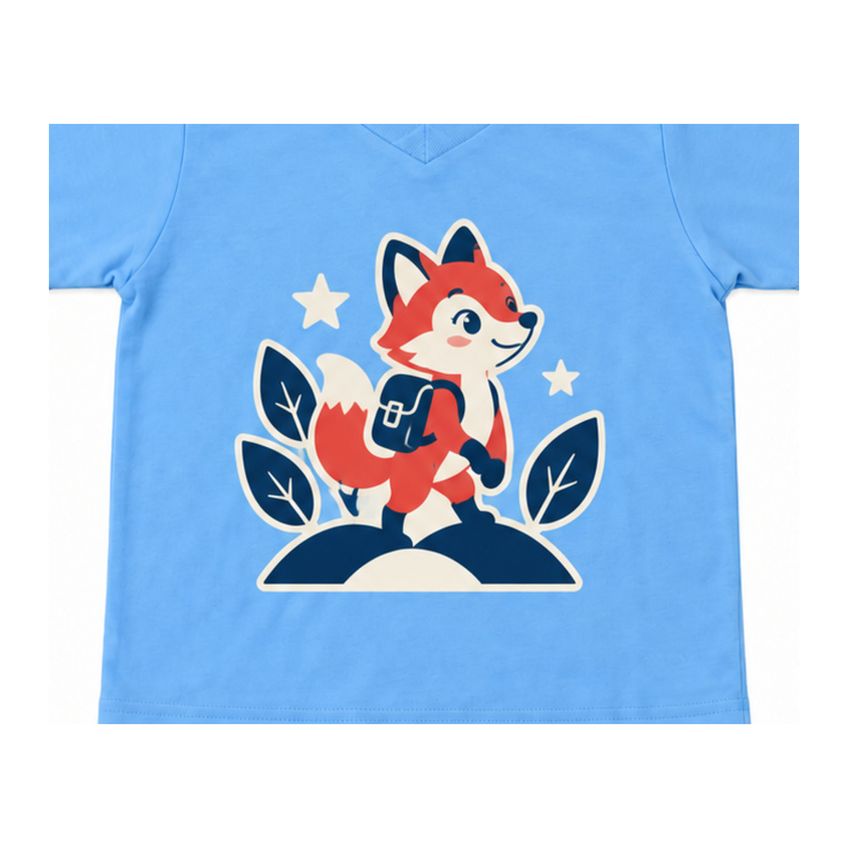 Conjunto Infantil Menina Básico Algodão Camiseta E Shorts Estampa Raposa Macio Leve Confortável Casual Verão - imagem 3
