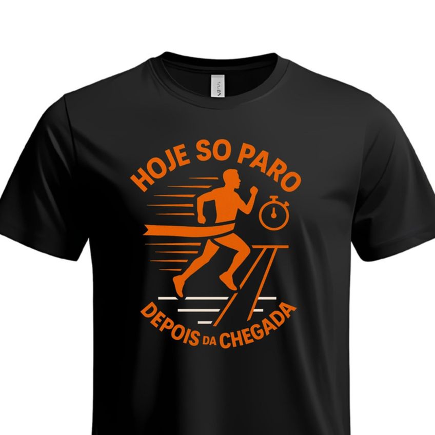 Camiseta Masculina Manga Curta Em Algodão Estampa Hoje Só Paro Depois Da Corrida Gola Redonda - imagem 3