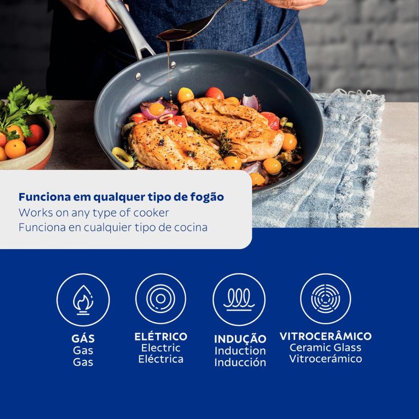Frigideira Grano 26cm Aço Inox Triplo E Revestimento Interno Cerâmico Grafite - Tramontina 62155266 - imagem 3