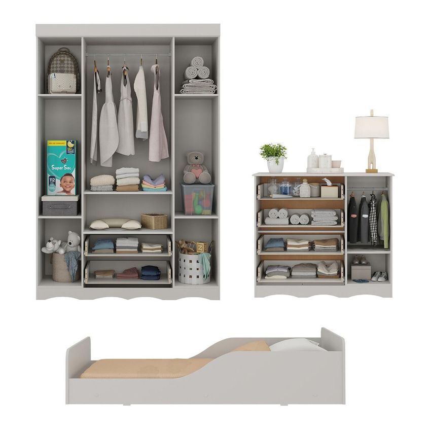 Quarto Infantil Completo Com Minicama Montessoriana Sonho Multimóveis MP4886 Off White - imagem 5