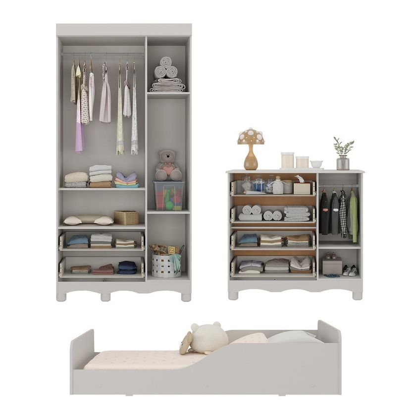 Quarto Infantil Completo Com Minicama Montessoriana Ternura Multimóveis MP4884 Off White - imagem 5