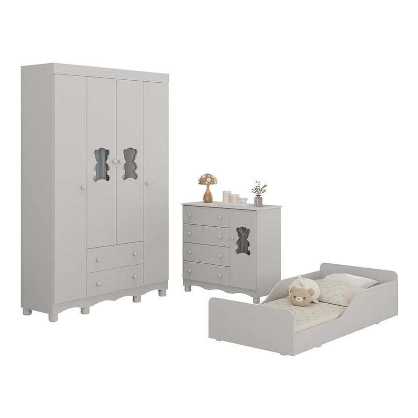 Quarto Infantil Completo Com Minicama Montessoriana Ternura Multimóveis MP4883 Off White - imagem 2