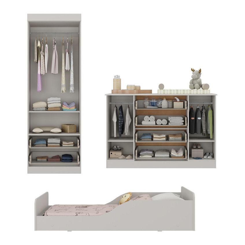 Quarto Infantil Completo Com Minicama Montessoriana E Colchão Incluso Encanto Multimóveis MP4893 Off White - imagem 5