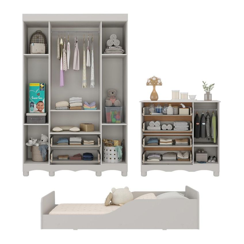 Quarto Infantil Completo Com Minicama Montessoriana Ternura Multimóveis MP4883 Off White - imagem 5