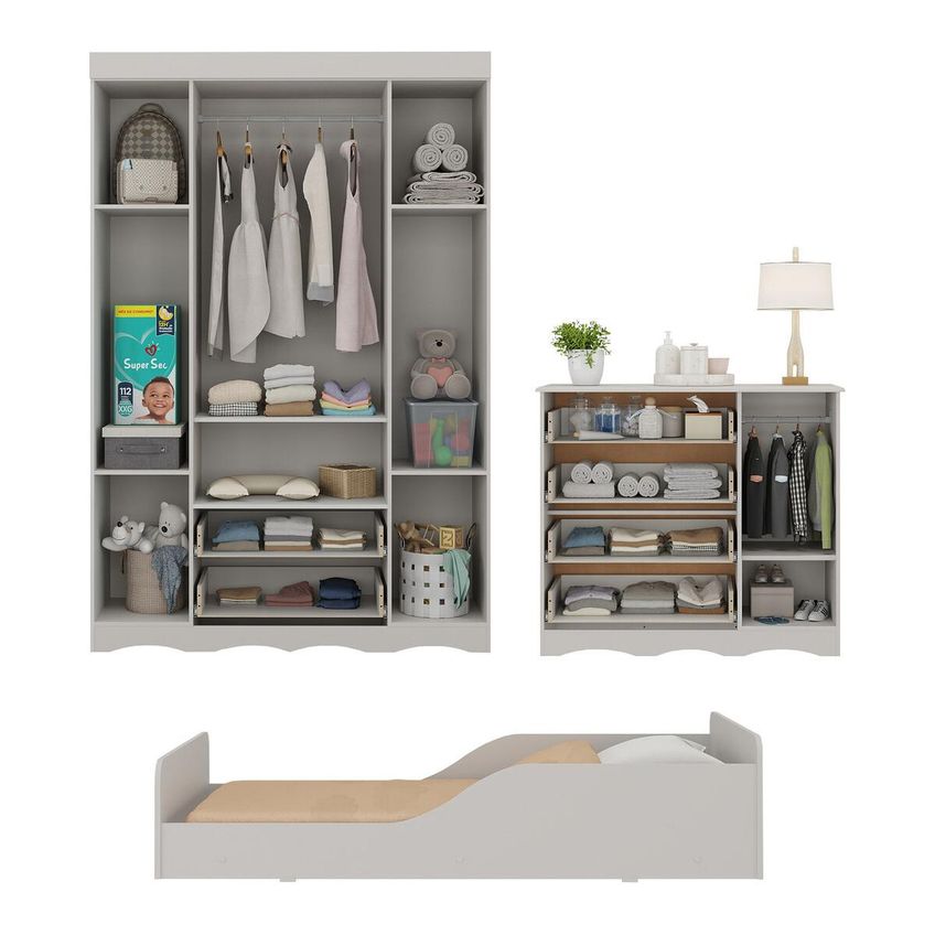Quarto Infantil Completo Com Minicama Montessoriana Doçura Multimóveis MP4882 Off White - imagem 5