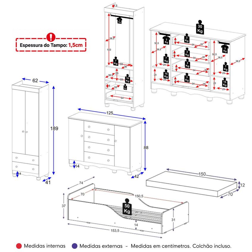 Quarto Infantil Completo Com Minicama Montessoriana E Colchão Incluso Dengo Multimóveis Mp4895 Off White - imagem 4