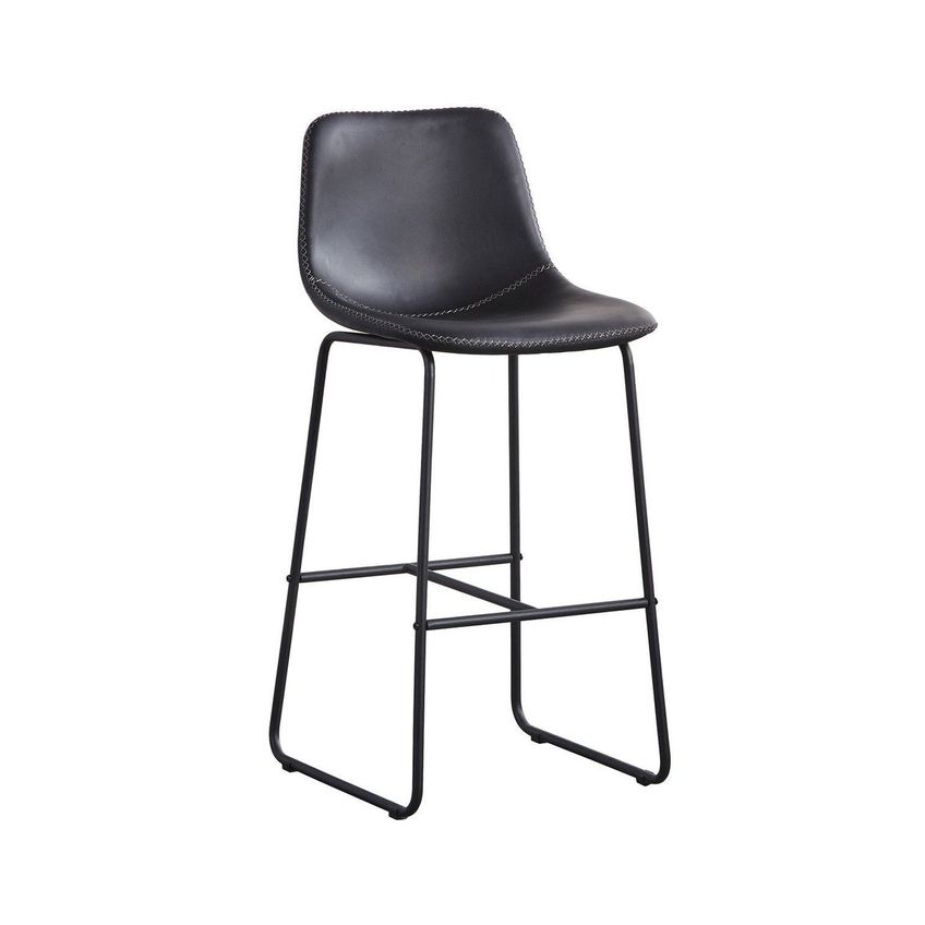 Kit Com 2 Banquetas Oxford Em Couro Ecológico E Base Em Aço - Preto Preto - imagem 5
