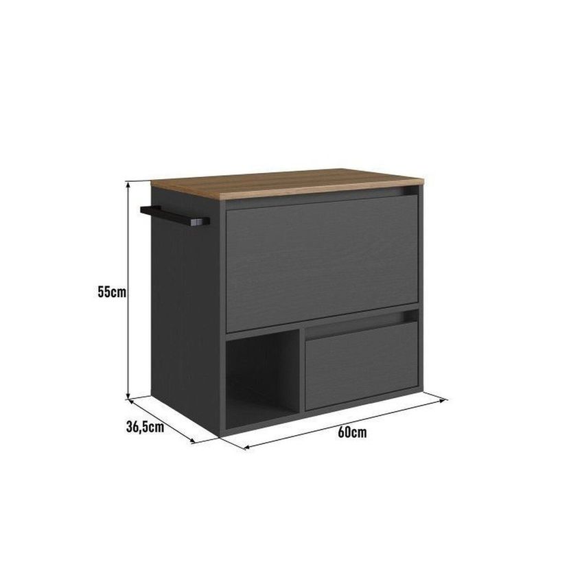 Conjunto Gabinete Banheiro Modulado 3 Peças Com Iluminação Em Led 100cm Grafite Mel Grafite / Mel - imagem 4