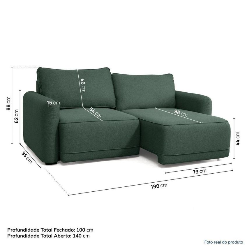 Sofá Retrátil 190cm Mellow Cabecasa Madeiraoriginals Linho Verde - imagem 4