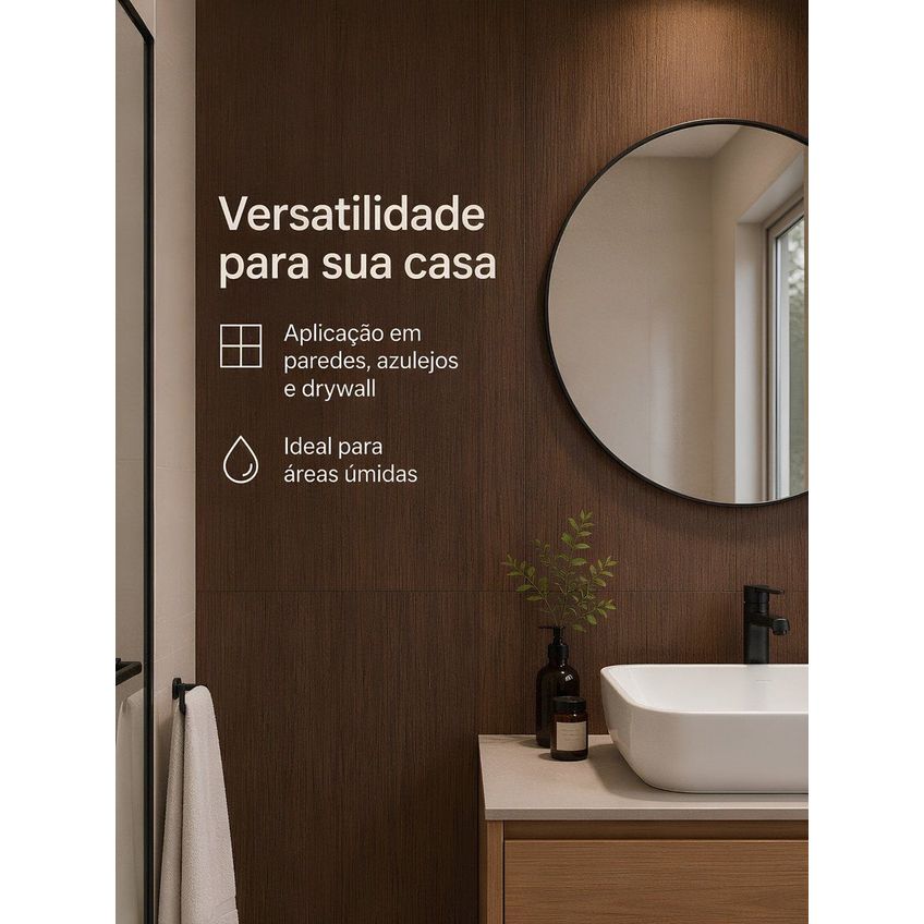 Placa Vinílica Amadeirada Em PS Imbuia 3mm 2,75cmx60cm 1,65m²/Placa Graddus Imbuia - imagem 3