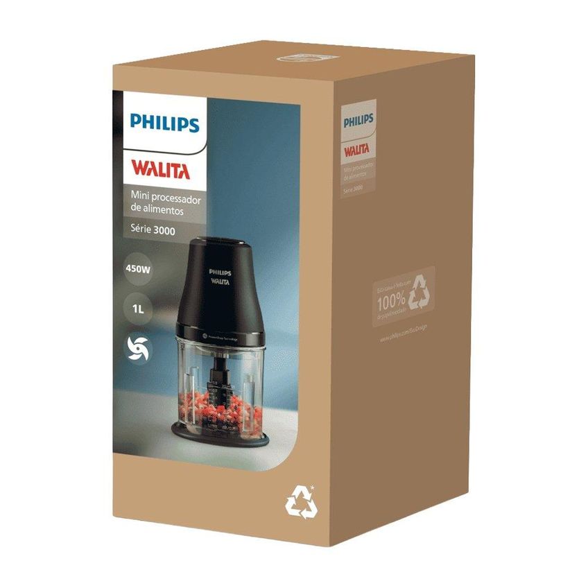 Processador De Alimentos Philips Walita Hr1501/01 - 2 Velocidades + Pulsar, 450w, Tecnologia Powerchop, Preto - imagem 3