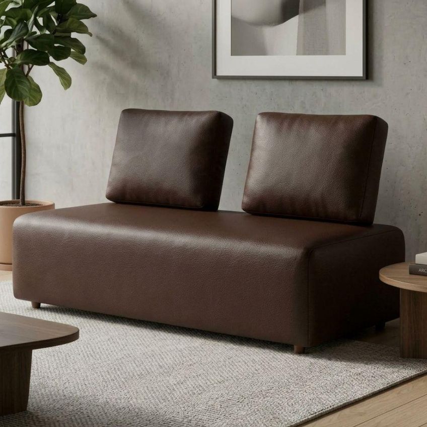 Sofá Modular 2 Lugares Block 148 Cm Pes Madeira Courino TCS 721 Moll - imagem 3