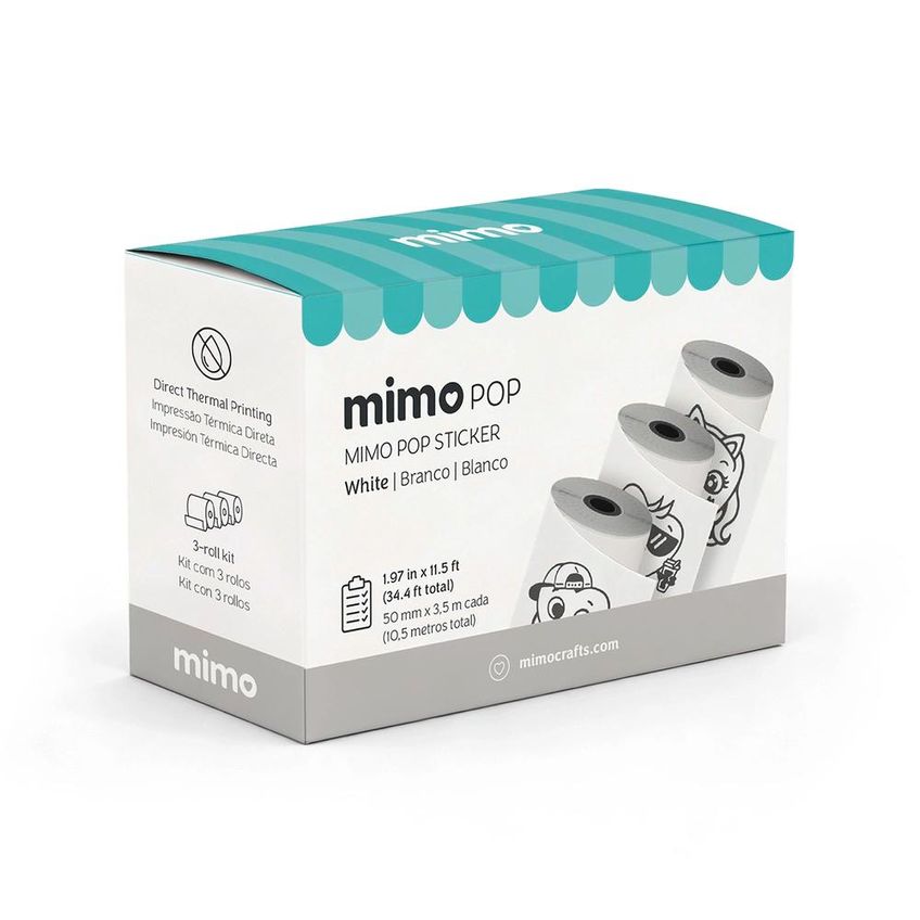 Adesivo Para Impressora Térmica Mimo Pop - Paper Branco 3 Rolos 50 Mm X 3,5 M - imagem 3