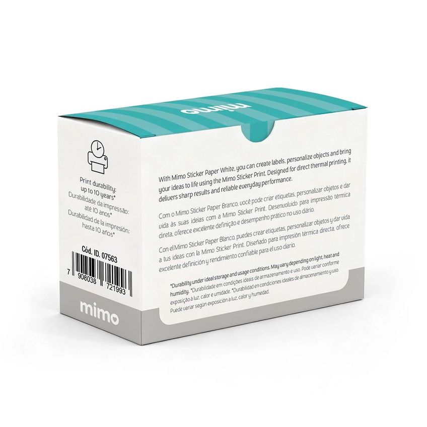 Adesivo Para Impressora Térmica Mimo Pop - Paper Branco 3 Rolos 50 Mm X 3,5 M - imagem 4