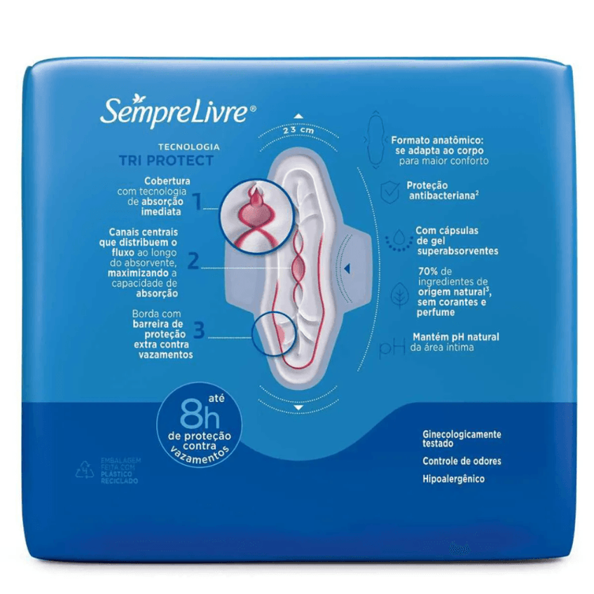 Absorvente Sempre Livre Conforto Diurno Cobertura Suave Com Abas Com 32 Unidades - imagem 3