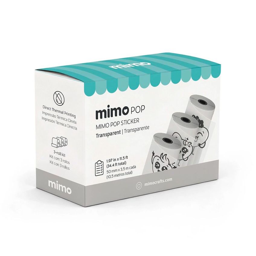 Adesivo Para Impressora Térmica Mimo Pop - Transparente Kit Com 3 Rolos 50 Mm X 3,5 M - imagem 3