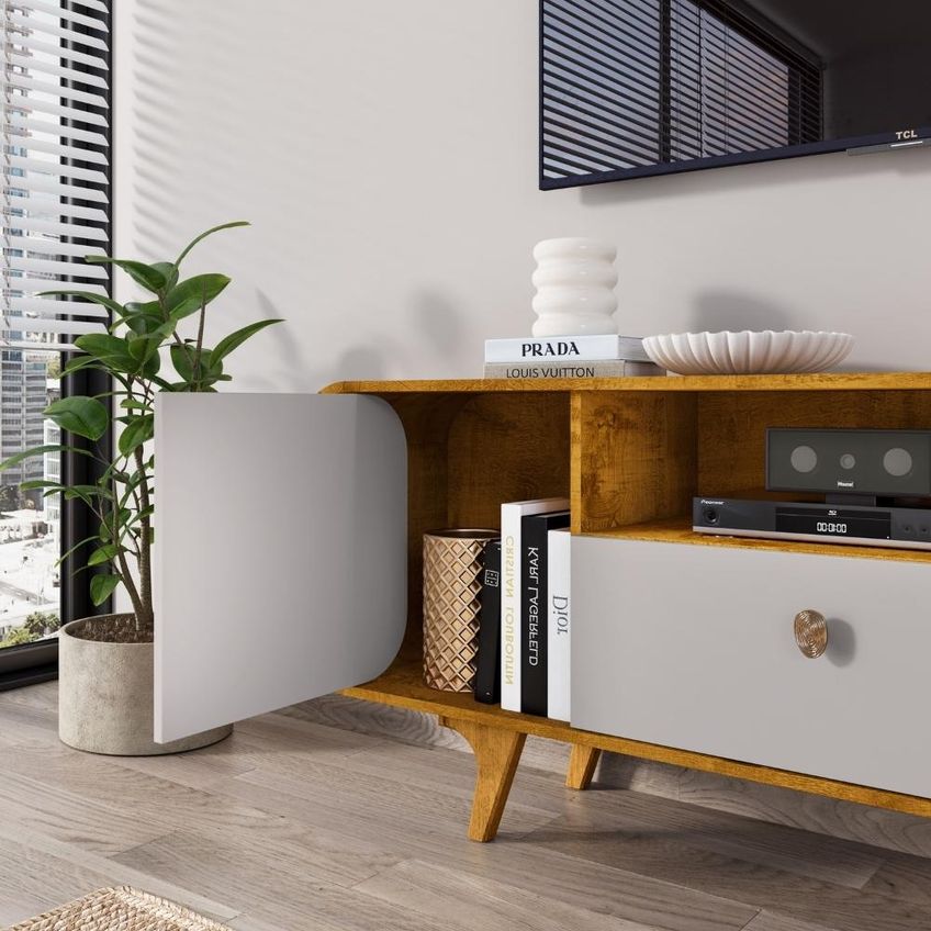 Rack Bancada TV 55 Pol 156 Cm Noronha Off White Naturalle Bechara - imagem 4