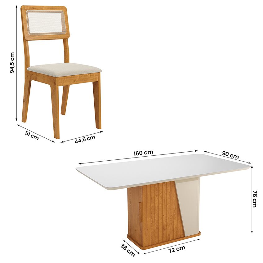 Kit Mesa De Jantar Harmonia Com 6 Cadeiras Bella Em Boucle - imagem 4