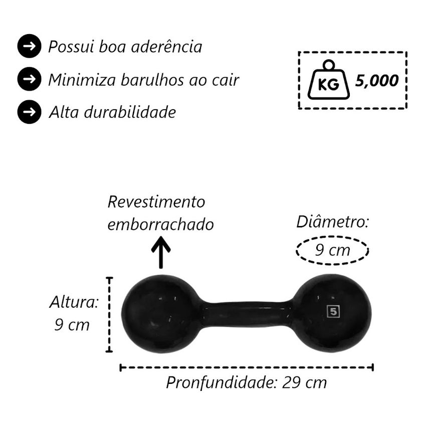 Kit Progressão Avançada Halteres Emborrachado Academia 26kg - imagem 2