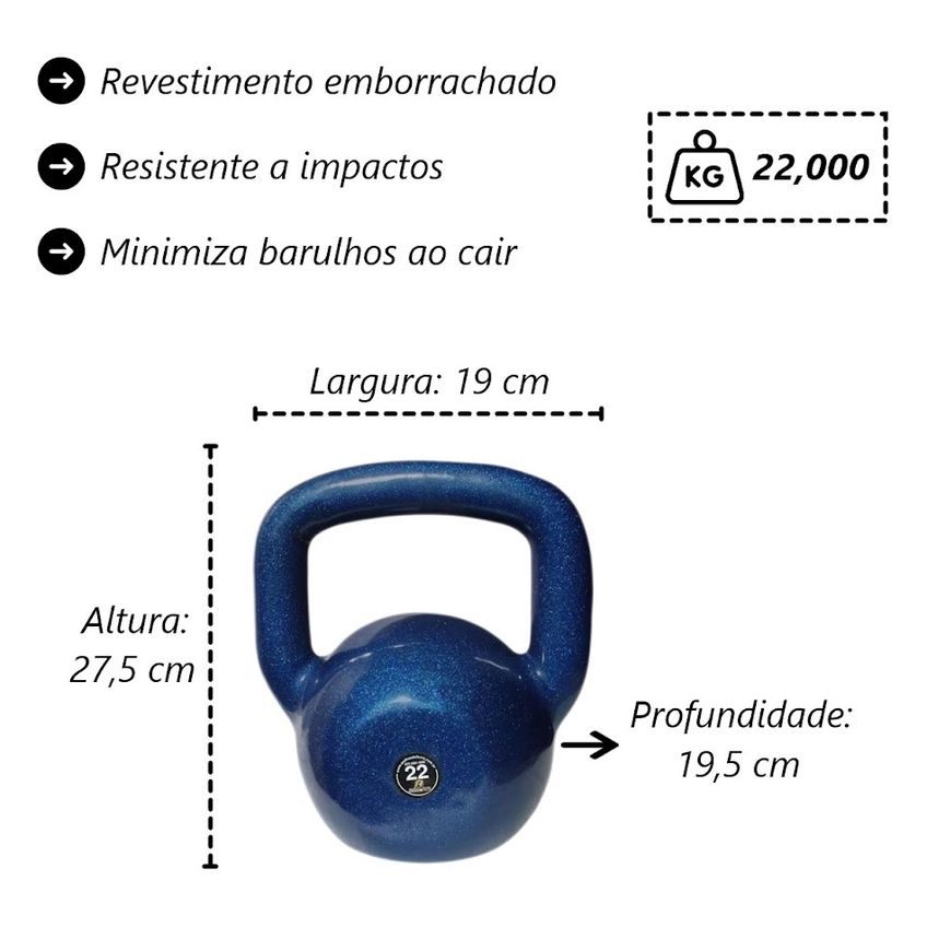 Kit De Kettlebell Avançado Fitness Musculação Academia 40kg - imagem 3