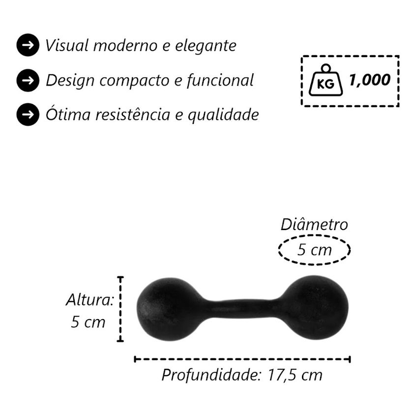 Kit Iniciante Par Halteres De Ferro Pintado Academia 1kg - imagem 3