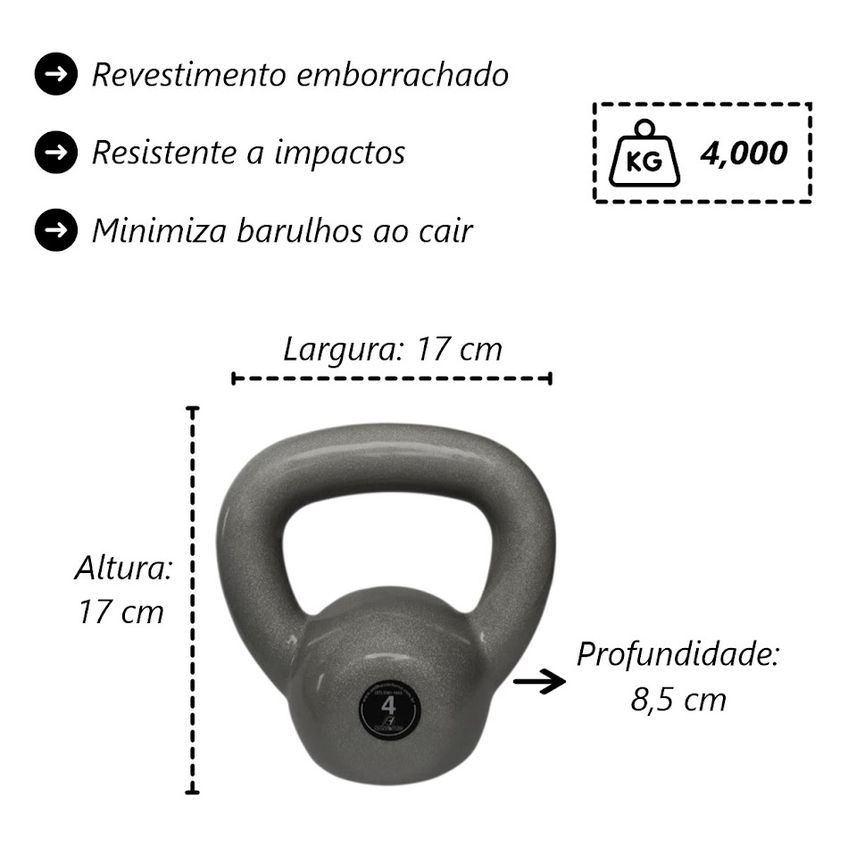 Kit Par Kettlebell Iniciante Fitness Musculação Academia 4kg - imagem 3