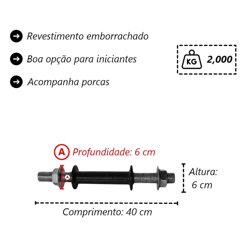 Kit Barra Curta E Anilhas Fitness Musculação Academia 2kg - imagem 3