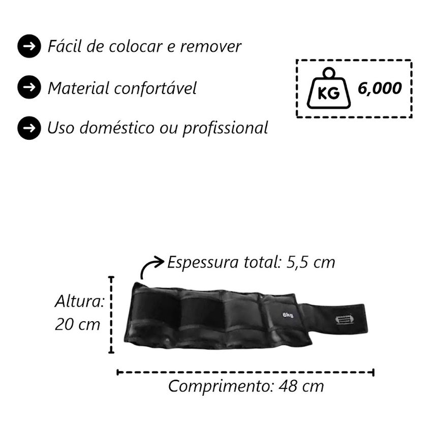 Kit Pernas Avançado Academia Colchonete E Par Caneleira 6kg - imagem 4