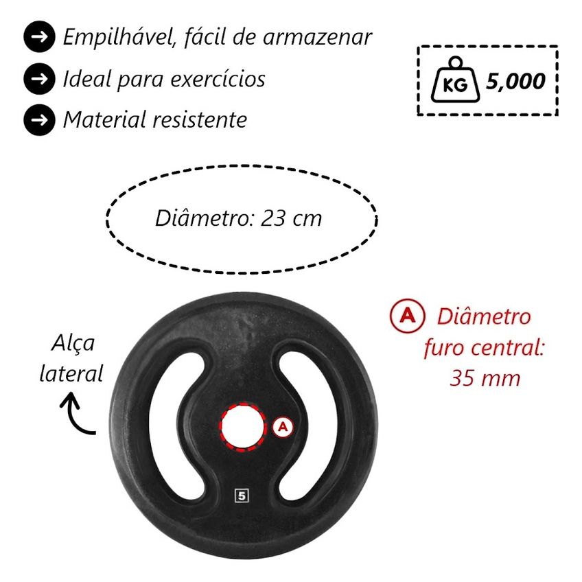 Kit De Anilhas Ferro Emborrachadas Musculação Academia 30kg - imagem 2