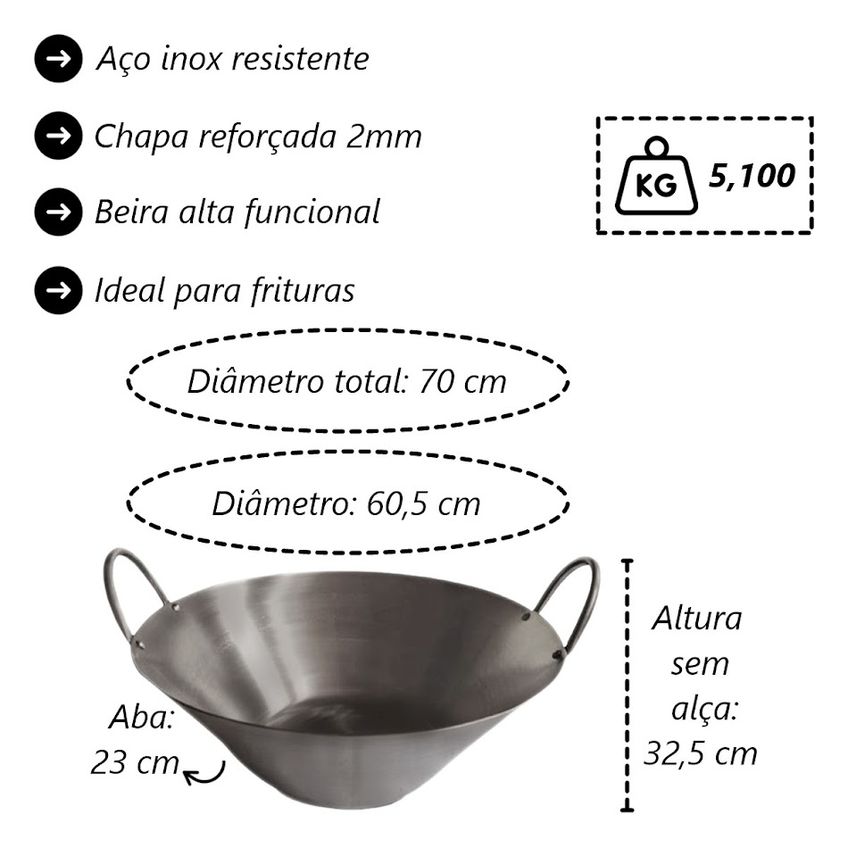 Kit Cozinha Profissional Completa Tacho De Aço Inox 4 Peças - imagem 5