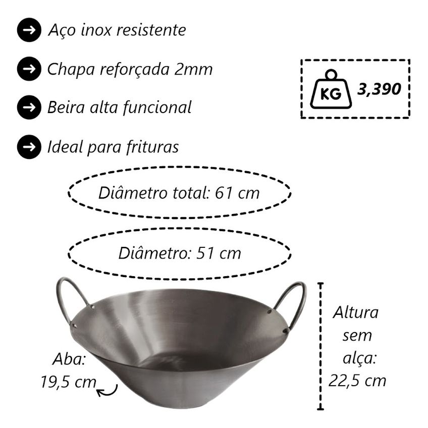 Kit Cozinha Profissional Completa Tacho De Aço Inox 4 Peças - imagem 4