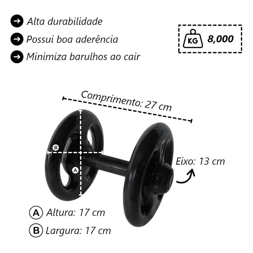 Kit Par Dumbell Emborrachado Fitness Musculação Academia 8kg - imagem 3