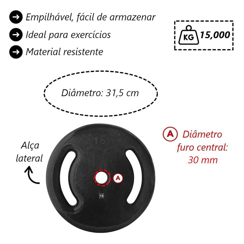 Kit De Anilhas Ferro Emborrachadas Musculação Academia 40kg - imagem 4