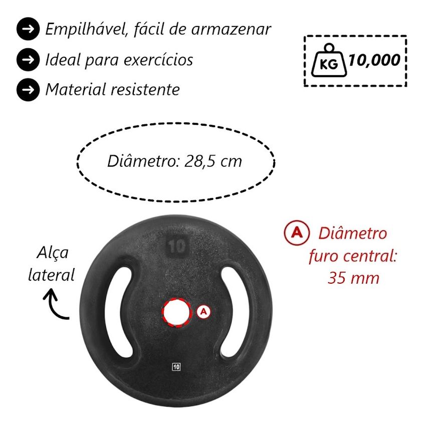 Kit De Anilhas Ferro Emborrachadas Musculação Academia 20kg - imagem 3