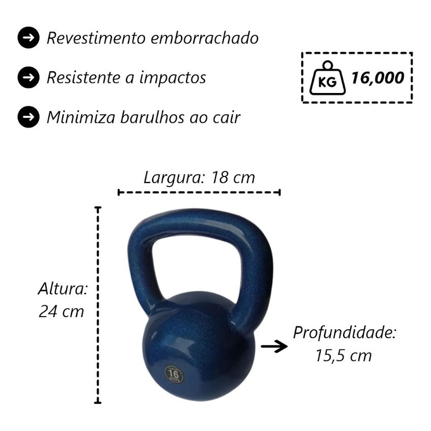 Kit De Kettlebell Força Fitness Musculação Academia 28kg - imagem 3
