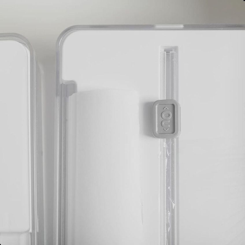 Organizador E Cortador De Rolos Duplo Clear Gavetas Em Plástico Resistente Para Cozinha Preto Ou - imagem 3