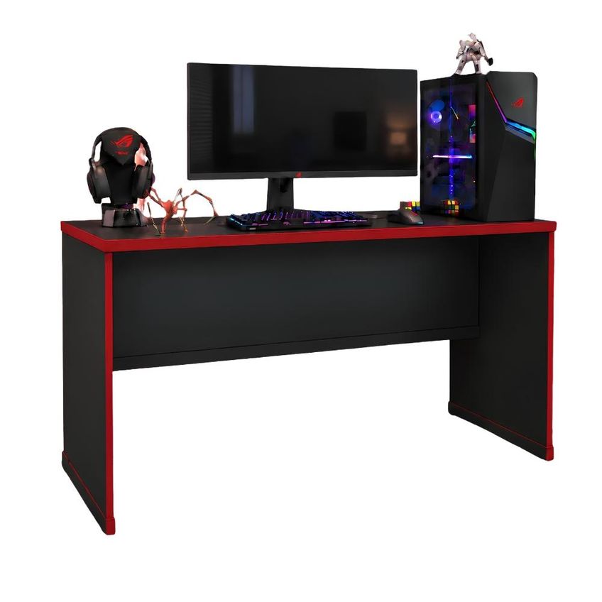 Mesa Gamer Escrivaninha Para Computador PC 136 cm Home Office Estudo Setup Gamer - Preto e Vermelho - imagem 3