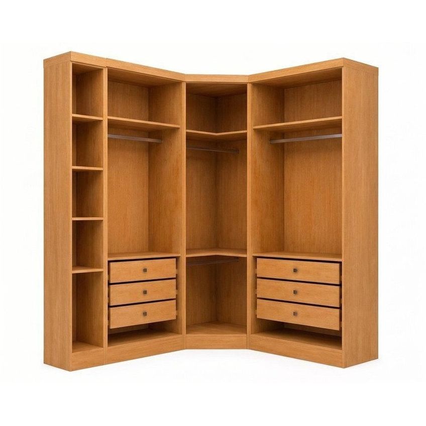 Guarda-roupa 3 Peças, 2 Módulo 2 Portas + 1 Módulo Canto Oblíquo + 1 Módulo Cantoneira MDF Cinamomo - imagem 5