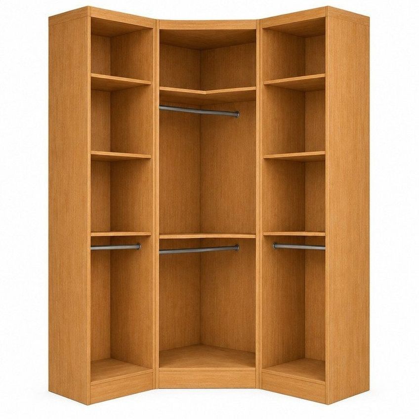 Guarda-roupa 2 Peças, 1 Módulo Canto Oblíquo + 2 Módulos 1 Porta Reflecta Cinamomo/Fendi - imagem 4