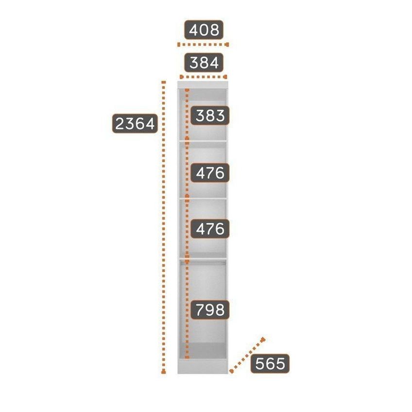 Guarda-roupa 2 Peças, 1 Módulo Canto Oblíquo + 2 Módulos 1 Porta Reflecta Led Branco - imagem 3