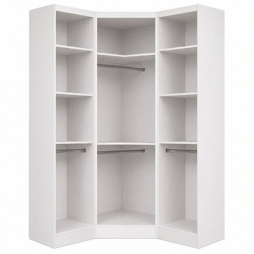 Guarda-roupa 2 Peças, 1 Módulo Canto Oblíquo + 2 Módulos 1 Porta Reflecta Led Branco - imagem 4
